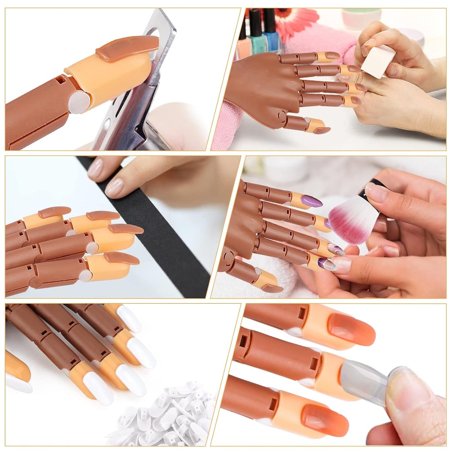 300 PCS Practice Hand for Acrylic Nails Training Kit